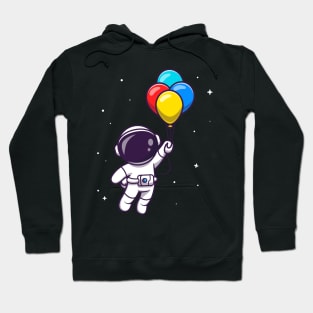 Astronaut Floating With Balloons Cartoon Hoodie